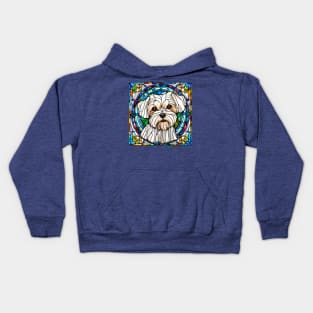 Stained Glass Maltese Dog Kids Hoodie